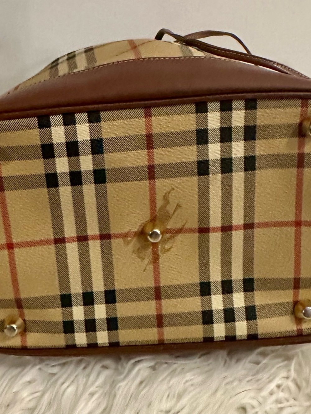 Burberry Beige Vintage Check Drawstring Hobo with Brown Leather Trim - Picture 6 of 11